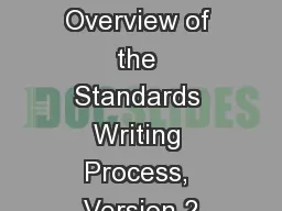 Getting Started – An Overview of the Standards Writing Process, Version 2