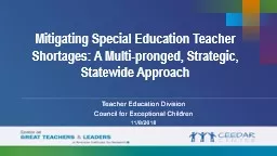 Mitigating Special Education Teacher Shortages: A Multi-pronged, Strategic, Statewide