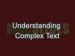 Understanding Complex Text