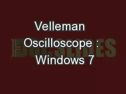 Velleman  Oscilloscope :  Windows 7