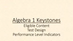 Algebra  1 Keystones Eligible Content
