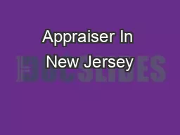 Appraiser In New Jersey