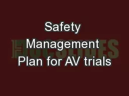 Safety Management Plan for AV trials