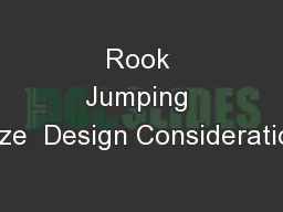 Rook Jumping Maze  Design Considerations