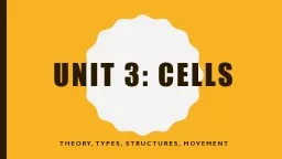 Unit 3: cells Theory, types, structures, movement