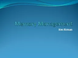 Memory Management Ken  Birman