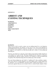 LESSON ARREST AND CUFFING TECHNIQUES HANDLING ASSIGNM