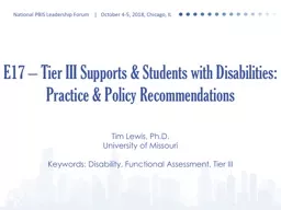 E17 – Tier III Supports & Students with Disabilities: Practice & Policy Recommendations