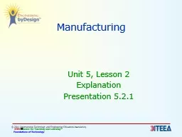 Manufacturing Unit 5, Lesson 2