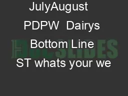 JulyAugust   PDPW  Dairys Bottom Line ST whats your we