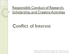 Responsible Conduct of Research, Scholarship, and Creative Activities