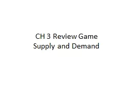 CH 3 Review Game Supply and Demand