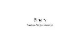 Binary Negatives, Addition, Subtraction