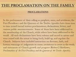 THE PROCLAMATION ON THE FAMILY