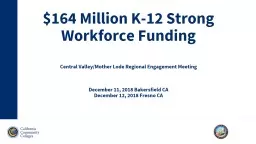 $164 Million K-12 Strong Workforce Funding