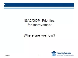 ISAC/ODP Priorities  for Improvement