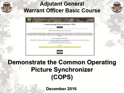 Demonstrate the Common  Operating Picture Synchronizer
