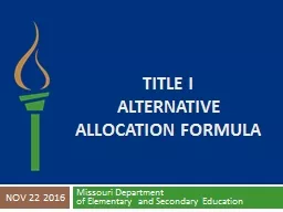 Title I Alternative allocation formula