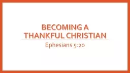 Giving Thanks to God Ephesians 5:20