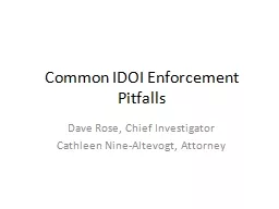 Common IDOI Enforcement Pitfalls