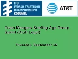 Team Mangers Briefing Age Group Sprint (