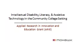 Intellectual Disability, Literacy, & Assistive Technology in the Community College