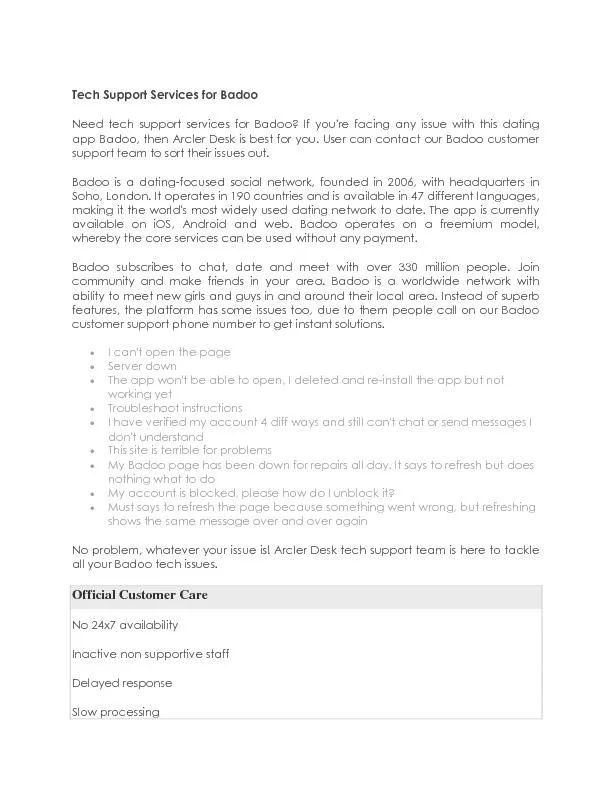 PDF-Badoo technical support