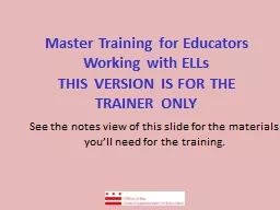 Master Training for Educators Working with ELLs