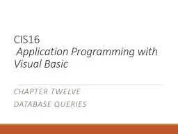 CIS16  Application Programming with Visual Basic