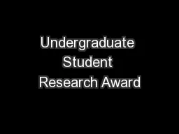 Undergraduate Student Research Award