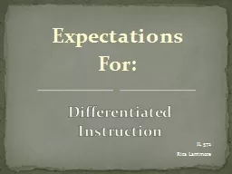 Expectations For: Differentiated Instruction