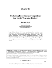 Chapter  Culturing Experimental Organisms for Use in T