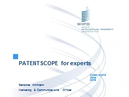PATENTSCOPE for experts Cyber world