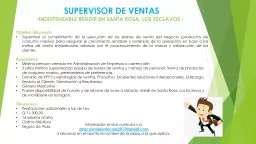 SUPERVISOR DE VENTAS -INDISPENSABLE RESIDIR EN SANTA ROSA, LOS ESCLAVOS -