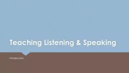 Teaching Listening & Speaking