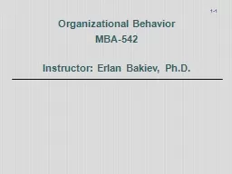 Organizational Behavior MBA-542
