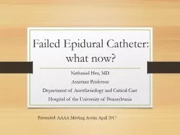 Failed Epidural Catheter: what now?