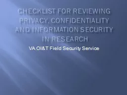 Checklist for reviewing Privacy, Confidentiality