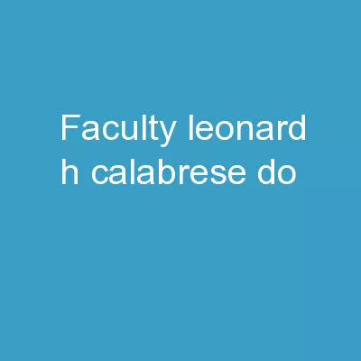 Faculty Leonard H. Calabrese, DO