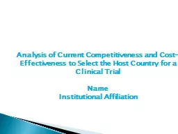Analysis of Current Competitiveness and Cost-Effectiveness to Select the Host Country