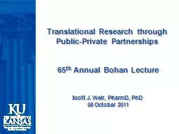 Translational Research through Public-Private Partnerships
