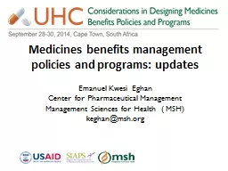 Medicines benefits management policies and programs: updates