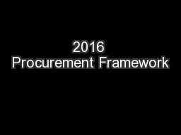 2016 Procurement Framework
