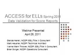 ACCESS for ELLs  Spring 2011