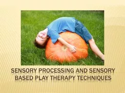 Sensory Processing and Sensory Based Play Therapy Techniques