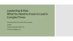 Leadership & Risk:  What You Need to Know to Lead in Complex Times