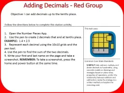 Adding Decimals - Red Group