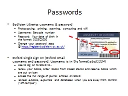 Bodleian Libraries username & password