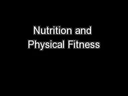 Nutrition and Physical Fitness