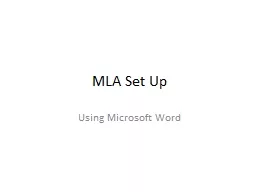 MLA Set Up Using Microsoft Word